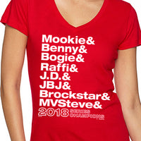 The Red Seat red women's t-shirt 2018 world series champions helvetica list