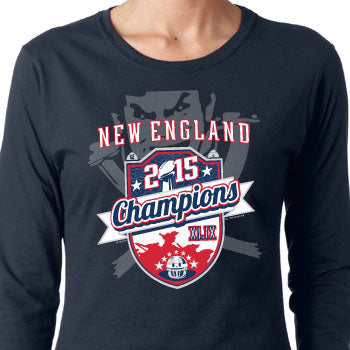 Lombardi-The Red Seat new england patriots super bowl xlix on women's long sleeved navy t-shirt