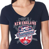 Lombardi-The Red Seat new england patriots super bowl xlix on women's v-neck navy t-shirt