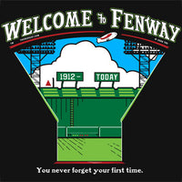 Welcome To Fenway (Women)-The Red Seat black design looking to the field with green