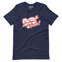 spanglish red sox the red seat design white lettering on blue unisex t-shirt