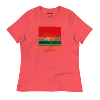 the red seat boston hand drawn design of sunset at fenway park red woman's T-shirt