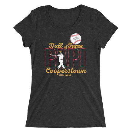 The Hall The Red Seat David Ortiz Boston Red Sox Cooperstown Hall of fame Elvis comeback special design on black women's t-shirt